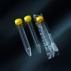 15ml (мл) пробірки конічні з ПС, жовта гвинтова кришка, діаметр 17x120 mm (мм), градуювання, стерильні, в інд. упаковці (Nuova Aptaca) (11452/SG/CS)